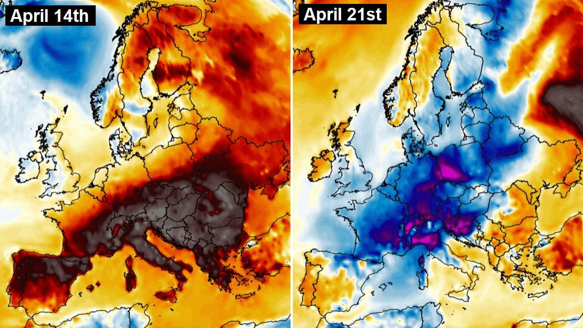 Η Ευρώπη προετοιμάζεται για ψύχος και χιόνια μετά τον καύσωνα που έσπασε πολλά ρεκόρ.