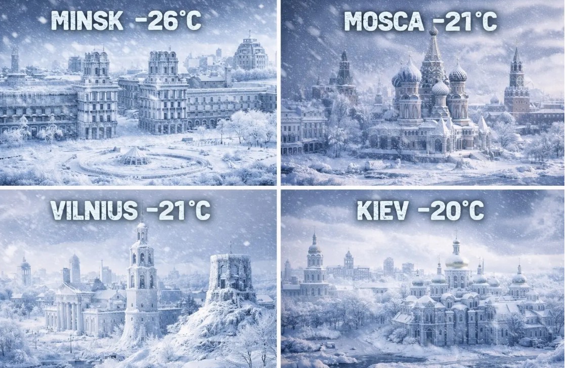 Κυριευμένη από τον Μεγάλο Παγετό παραμένει η Ανατολική Ευρώπη: οι ελάχιστες θερμοκρασίες καταρρέουν στους -30°C, σπάζοντας όλα τα ρεκόρ.