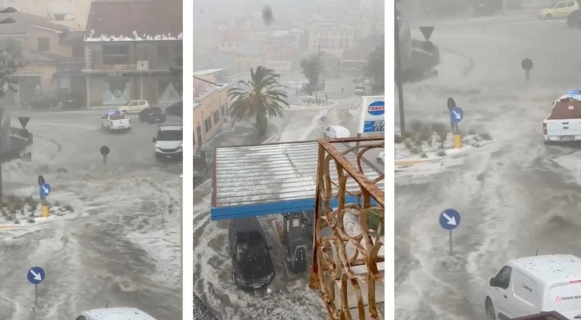 Σαρδηνία: Σφοδρές καταιγίδες με νεροποντή και χαλάζι έπληξαν το Οζιέρι, κρίσιμη κατάσταση