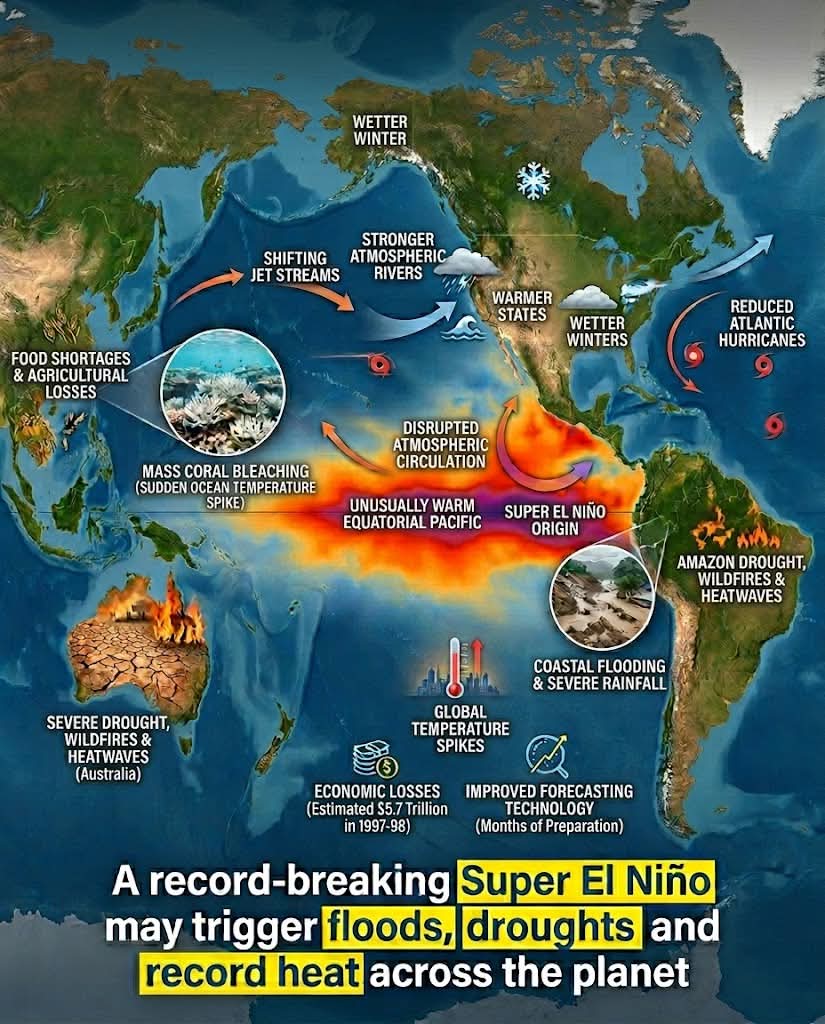 Super El Niño ίσως σπάσει κάθε ρεκόρ όπου φαίνεται να σχηματίζεται...