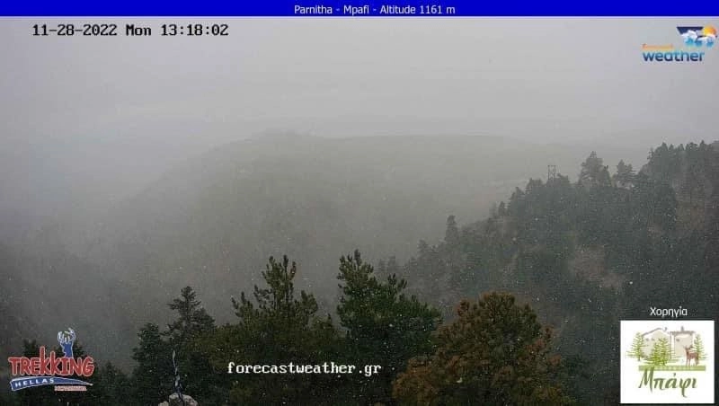 Χιονίζει στην Πάρνηθα : Δείτε Live εικόνα της χιονόπτωσης που είναι σε εξέλιξη