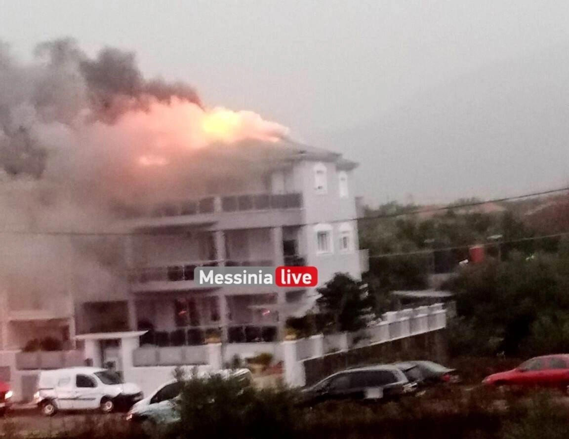 Φωτιά σε σπίτι από κεραυνό στα Παλιάμπελα Αγίας Τριάδας στην Καλαμάτα : Ισχυρές βροχοπτώσεις στα χωριά του Ταϋγέτου και στην Μάνη