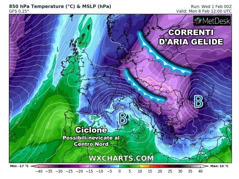 Ιταλοί μετεωρολόγοι : Παρατεταμένη κακοκαιρία με πολικές θερμοκρασίες και χιονοπτώσεις έως και τα πεδινά της ΝΑ Ευρώπης 