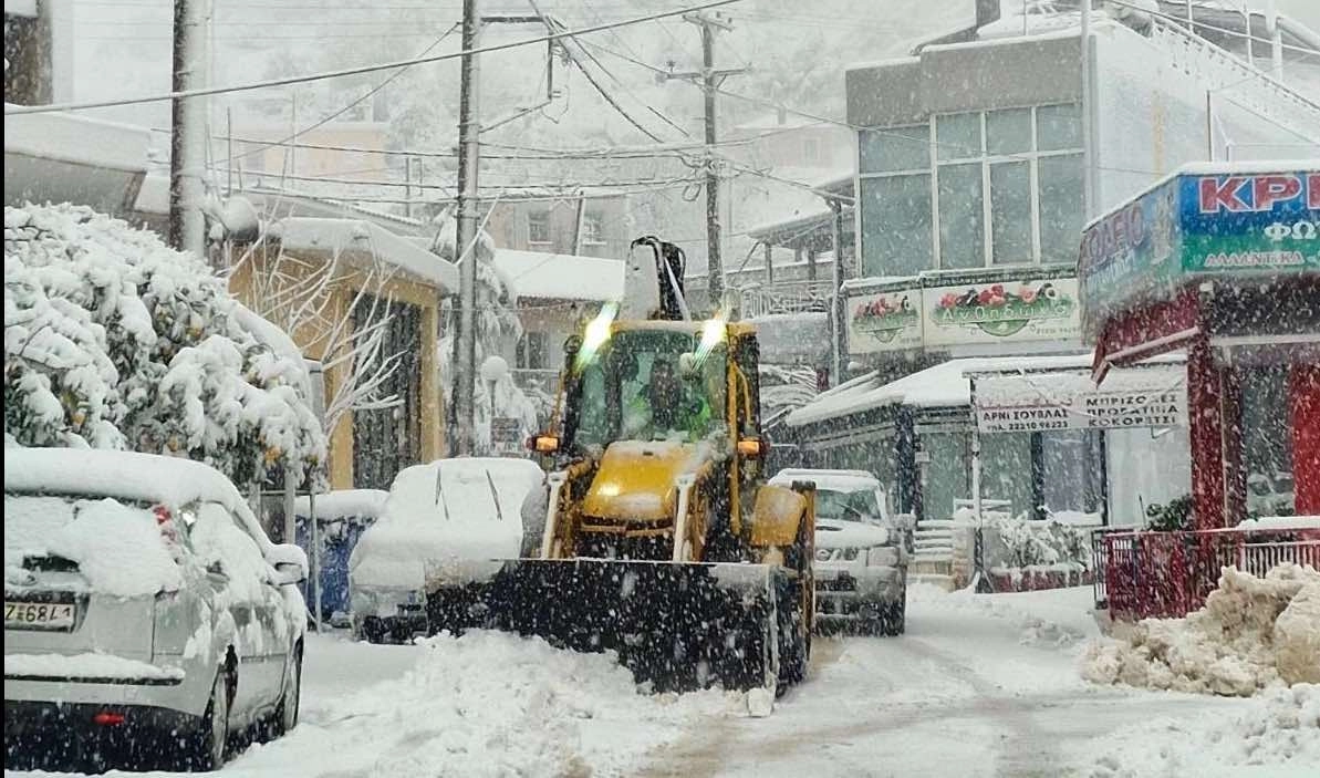Θαμμένα στο χιόνι χωριά της Εύβοιας - Πυκνό χιόνι και στην Χαλκίδα