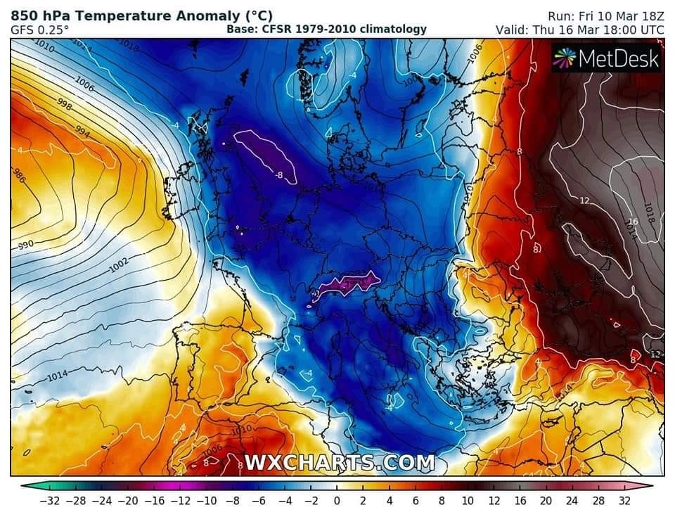 Πρόγνωση καιρού εβδομάδας : Βροχές, ισχυροί άνεμοι, πτώση της θερμοκρασίας και χιόνια στα ορεινά της Β.Ελλάδας από την Τετάρτη