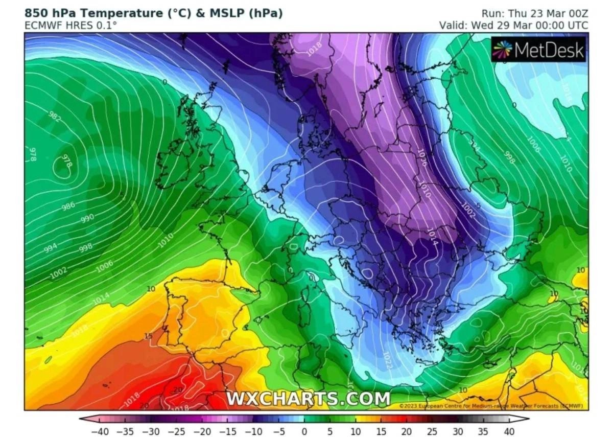 Πρόγνωση καιρού εβδομάδας : Δύο εποχές του χρόνου μέσα σε λίγες ημέρες - Χιόνια την Τρίτη σε ορεινά και ημιορεινά, ζέστη το Σαβ/κο