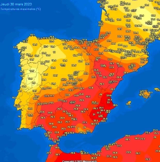 Καλοκαιρινές θερμοκρασίες στην Ανατολική Ισπανία με τον υδράργυρο να αγγίζει τους 38 βαθμούς κελσίου στα Κανάρια Νησιά