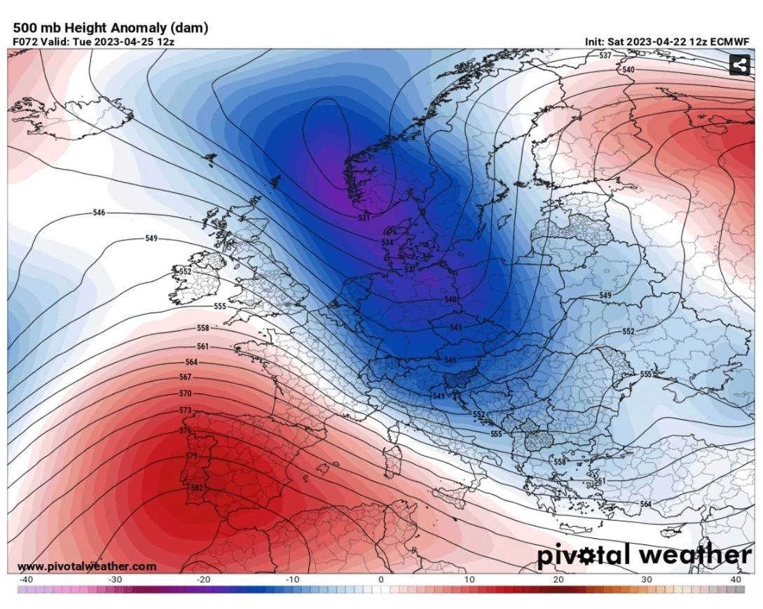 Πολύ υψηλές θερμοκρασίες αναμένονται σε Ισπανία και Πορτογαλία - Ασυνήθιστο κρύο στην υπόλοιπη Ευρώπη στα τέλη Απριλίου