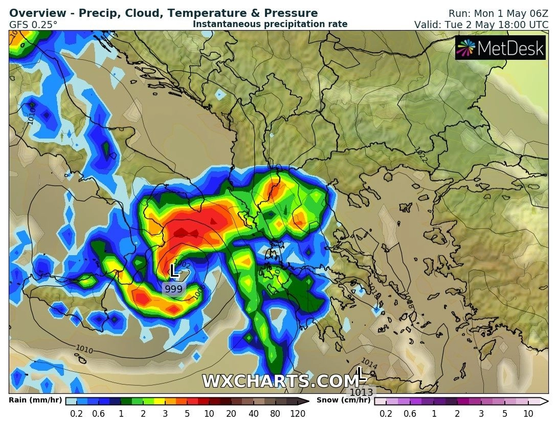 Πρόγνωση καιρού εβδομάδας : Κατά τόπους ισχυρές βροχές και καταιγίδες στο μεγαλύτερο μέρος της χώρας από αύριο έως και την Πέμπτη