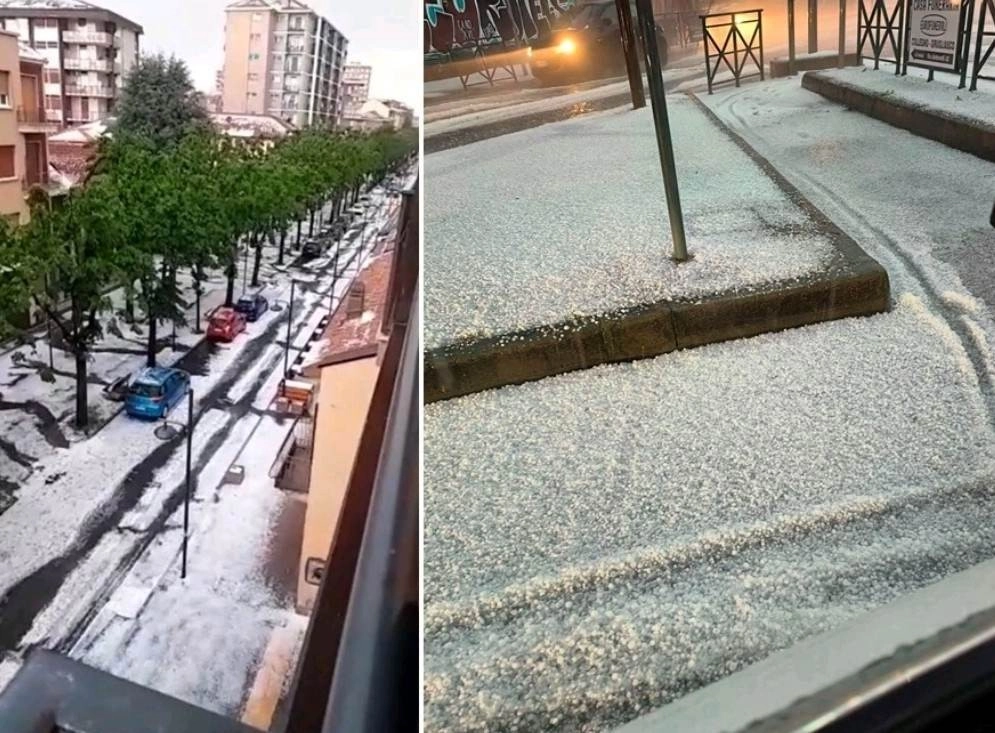 Ιταλία : Σφοδρή χαλαζόπτωση στο Πιεμόντε - Ισχυρές βροχές σε πολλές περιοχές - Χιονοπτώσεις στις Δολομιτικές Άλπεις