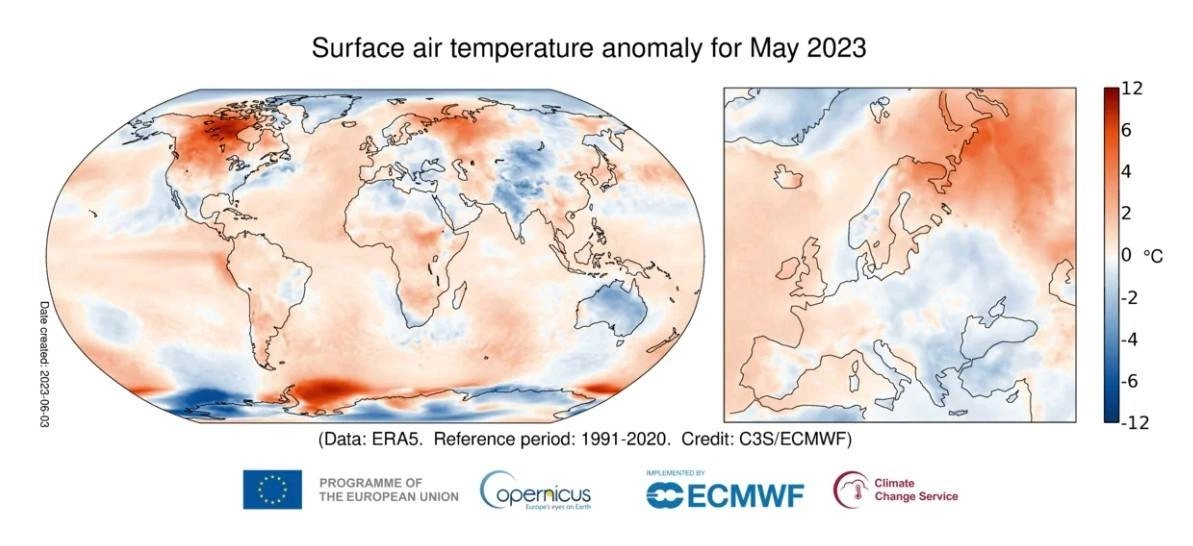 Σύστημα CopernicuS : Ο Μάιος του 2023 ήταν αρκετά ψυχρός και εξαιρετικά βροχερός σε ολόκληρη την Μεσόγειο