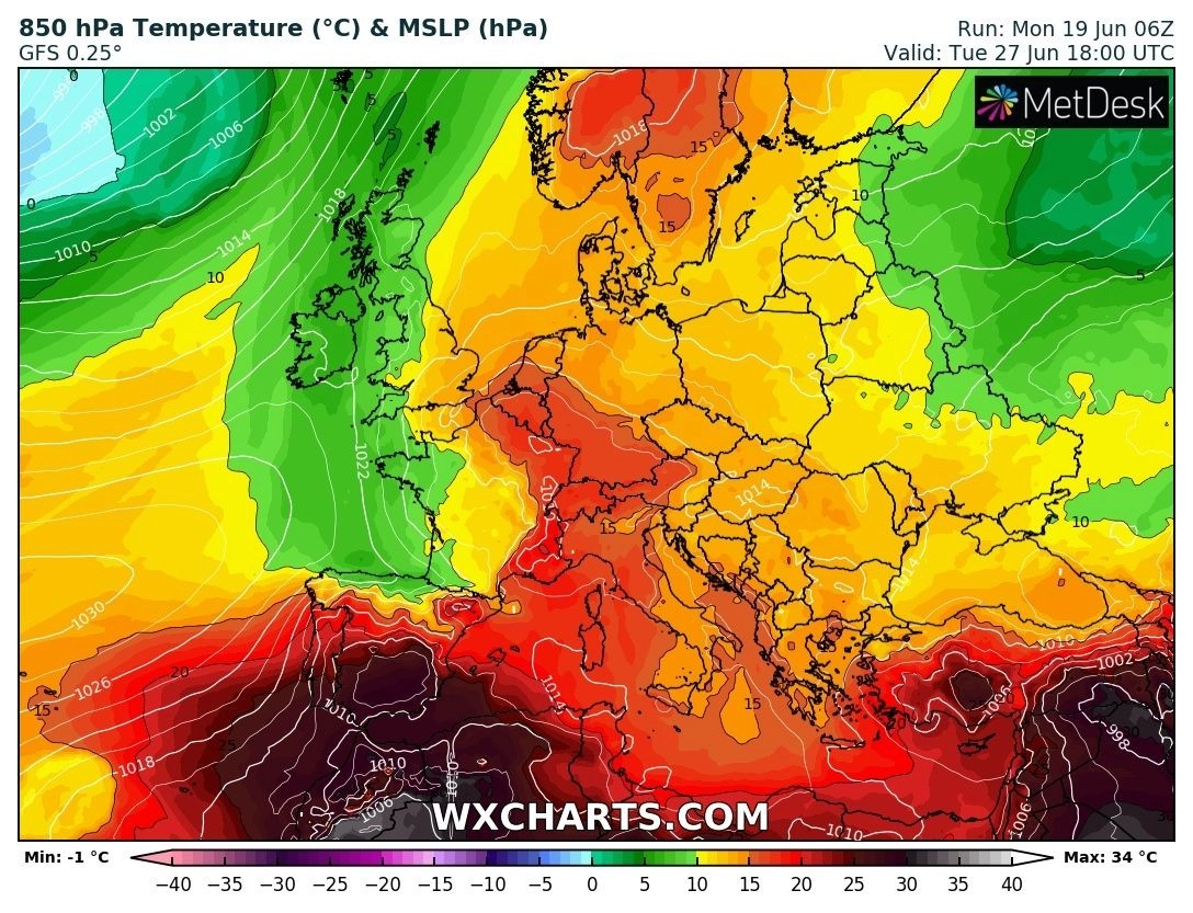 Μεσοπρόθεσμη Ιούνιος 2023 : Κανένα κύμα καύσωνα μέχρι τα τέλη του μήνα - Θερμοκρασίες ελαφρώς πάνω από τον μέσο όρο στα ανατολικά και νότια