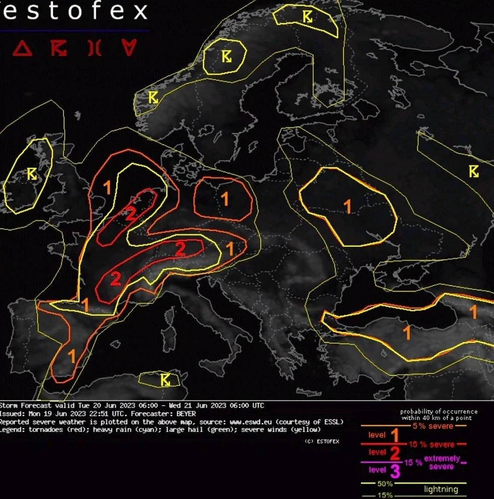 Ευρώπη : Συναγερμός για ακραία καιρικά φαινόμενα σε Ισπανία, Γαλλία, Γερμανία, Ελβετία, Βέλγιο και Ολλανδία αύριο και μεθαύριο