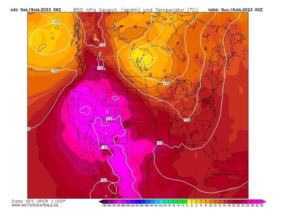 Μετά την Μεσόγειο και οι Ηνωμένες Πολιτείες αναμένεται να επηρεαστούν από ένα εξαιρετικά ισχυρό κύμα καύσωνα τις επόμενες ημέρες
