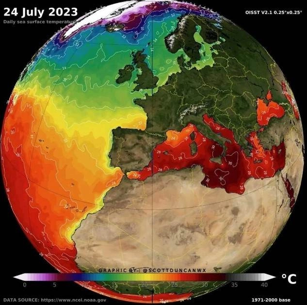 Ρεκόρ υψηλότερης θερμοκρασίας όλων των εποχών στην επιφάνεια της θάλασσας της Μεσογείου 