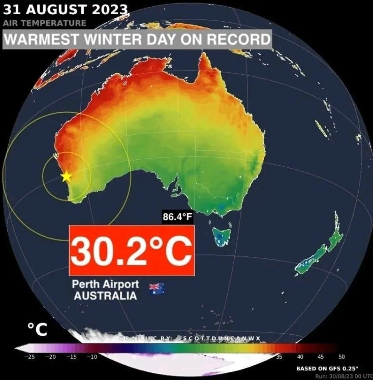 Νότιο Ημισφαίριο : Ρεκόρ μέγιστης θερμοκρασίας των τελευταίων 79 ετών καταγράφηκε στο Περθ της Αυστραλίας 