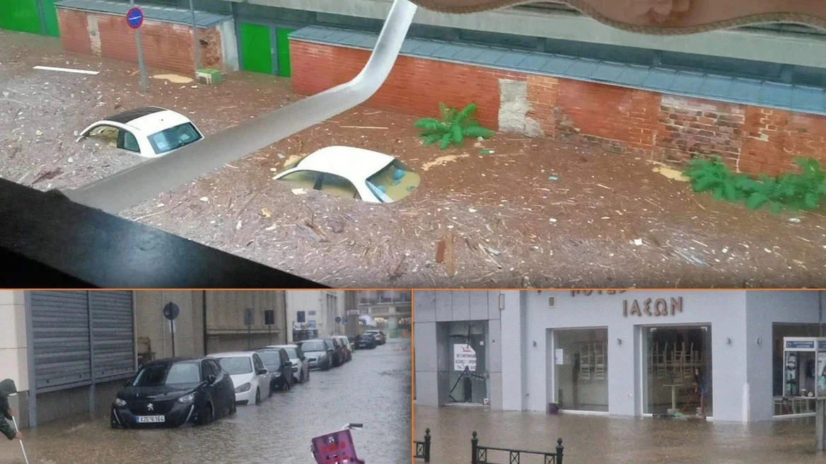 Εικόνες αποκάλυψης - Με ξύλα και σκούπες προσπαθούν να διώξουν τα νερά που φτάνουν μέχρι το γόνατο 