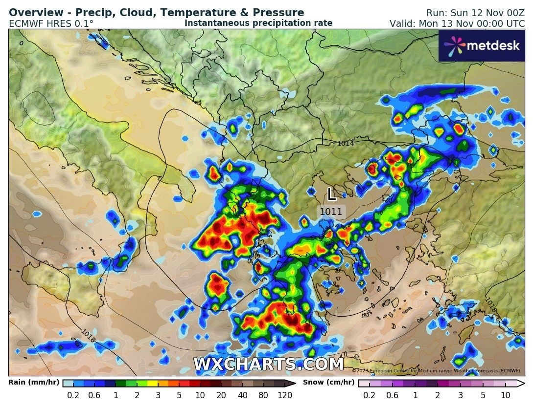 Πρόγνωση καιρού εβδομάδας : Ισχυρές βροχές και καταιγίδες την Δευτέρα - Βελτιωμένος ο καιρός μετά μέχρι και την Παρασκευή