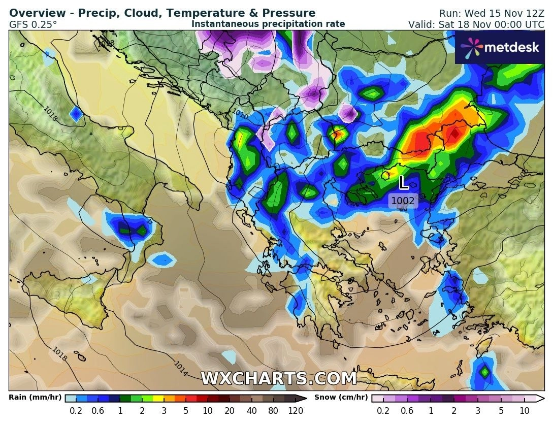Πρόγνωση καιρού : Σημαντική πτώση της θερμοκρασίας, κατά τόπους ισχυρές βροχές, θυελλώδεις άνεμοι και τα πρώτα χιόνια στα ορεινά το Σαβ/κο