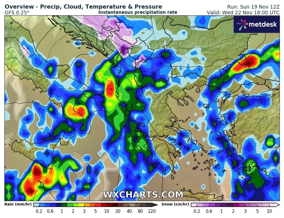 Πρόγνωση καιρού εβδομάδας : Κακοκαιρία από την Τρίτη στο μεγαλύτερο μέρος της χώρας με κατά τόπους ισχυρές βροχές και καταιγίδες