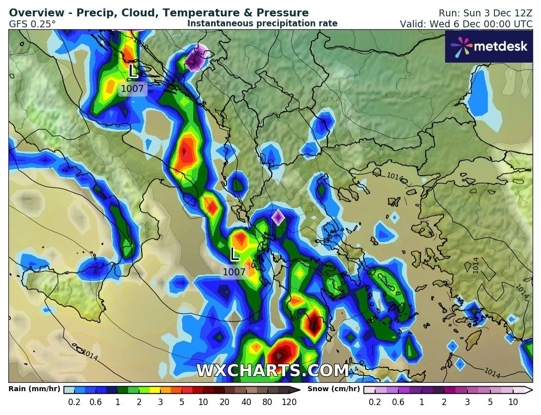 Πρόγνωση καιρού εβδομάδας : Βροχερό το σκηνικό του καιρού - Παροδικές χιονοπτώσεις στα ορεινά της κεντρικής και βόρειας Ελλάδας