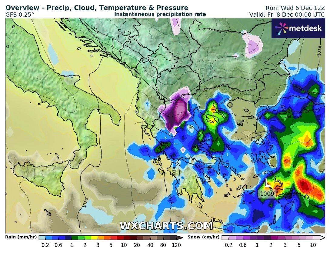 Πρόγνωση καιρού εβδομάδας : Βροχές στα ανατολικά και νότια - Χιονοπτώσεις στα ορεινά της Β.Ελλάδας πιθανόν και σε χαμηλότερα υψόμετρα