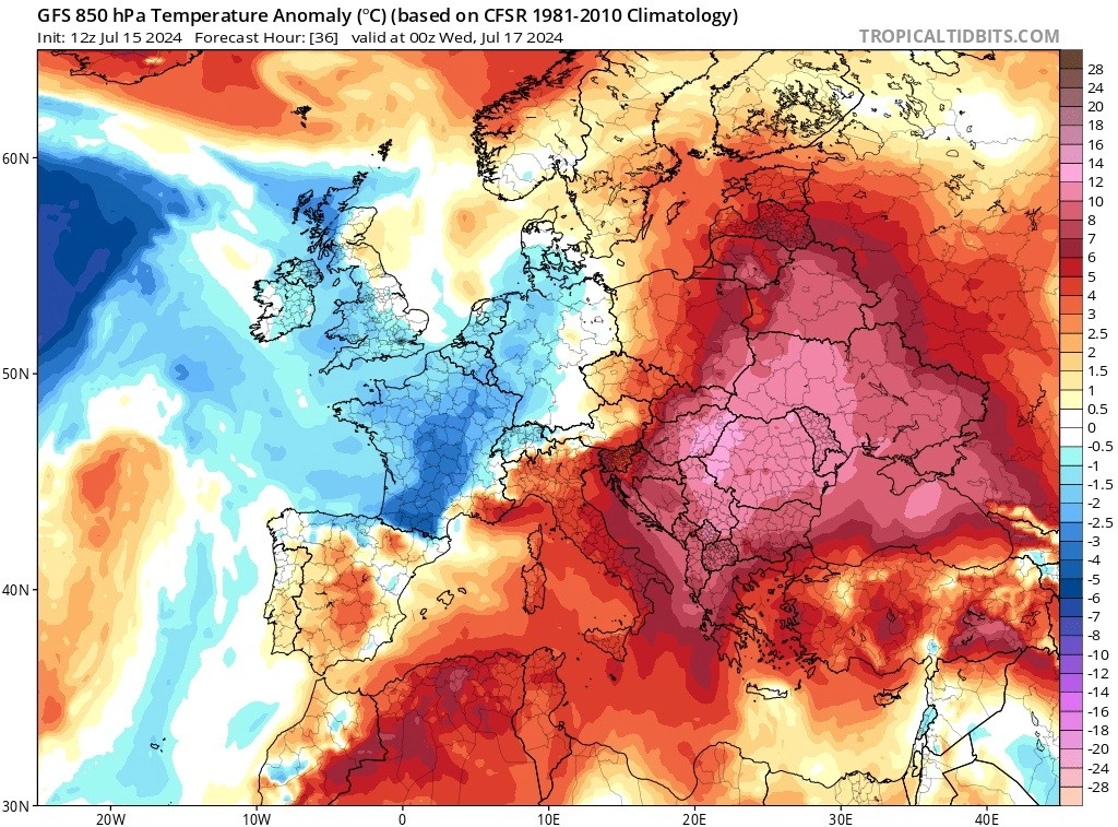 Μεσοπρόθεσμη εκτίμηση του καιρού έως και τις 28 Ιουλίου.