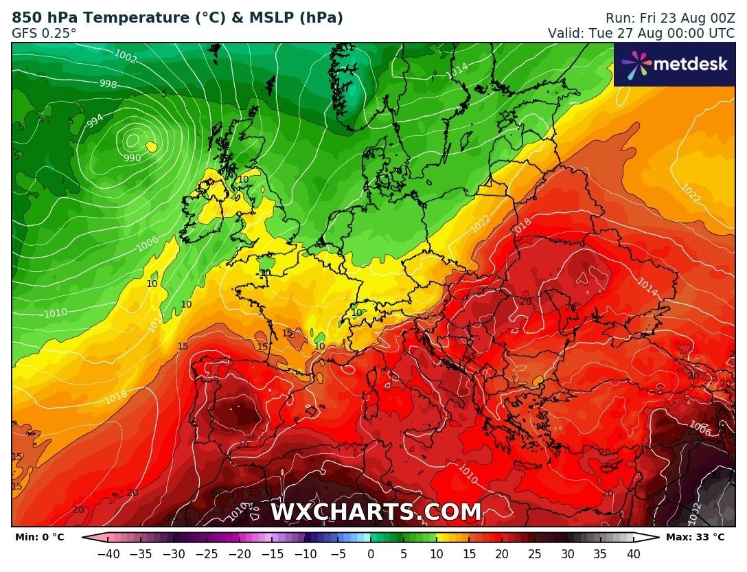 Τάση του καιρού έως αρχές του Σεμπτεβρίου στην χώρα μας