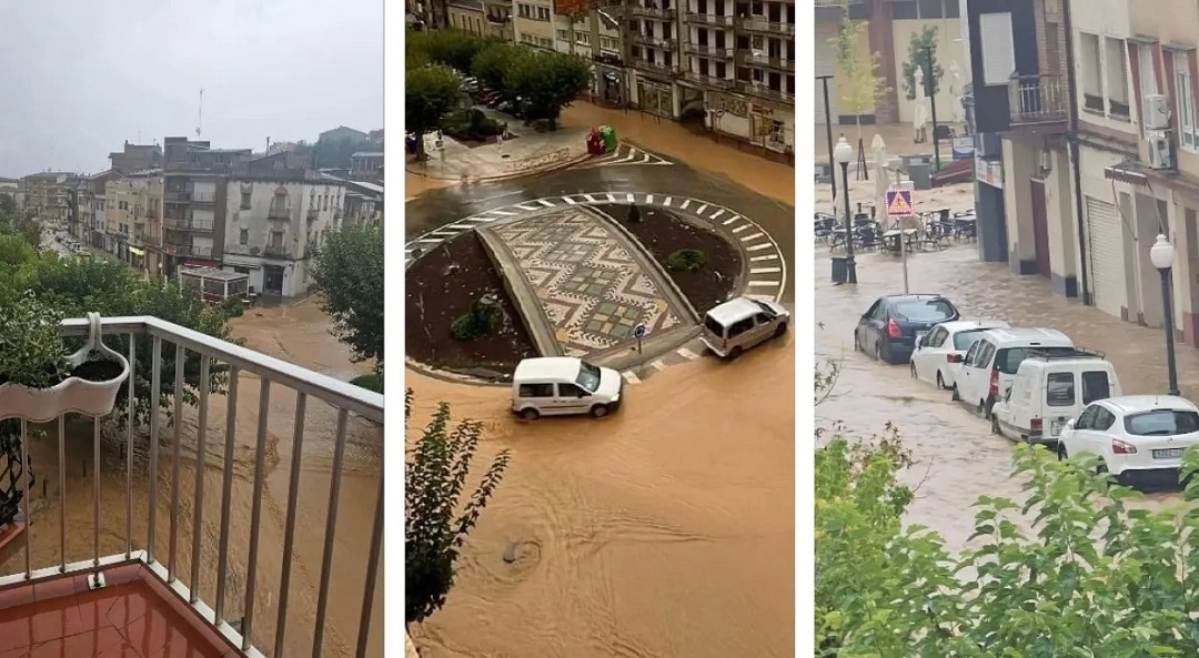 Κακοκαιρία Ισπανία, ισχυρή βροχή στην Αραγονία: πλημμύρες στο Tamarite de Litera