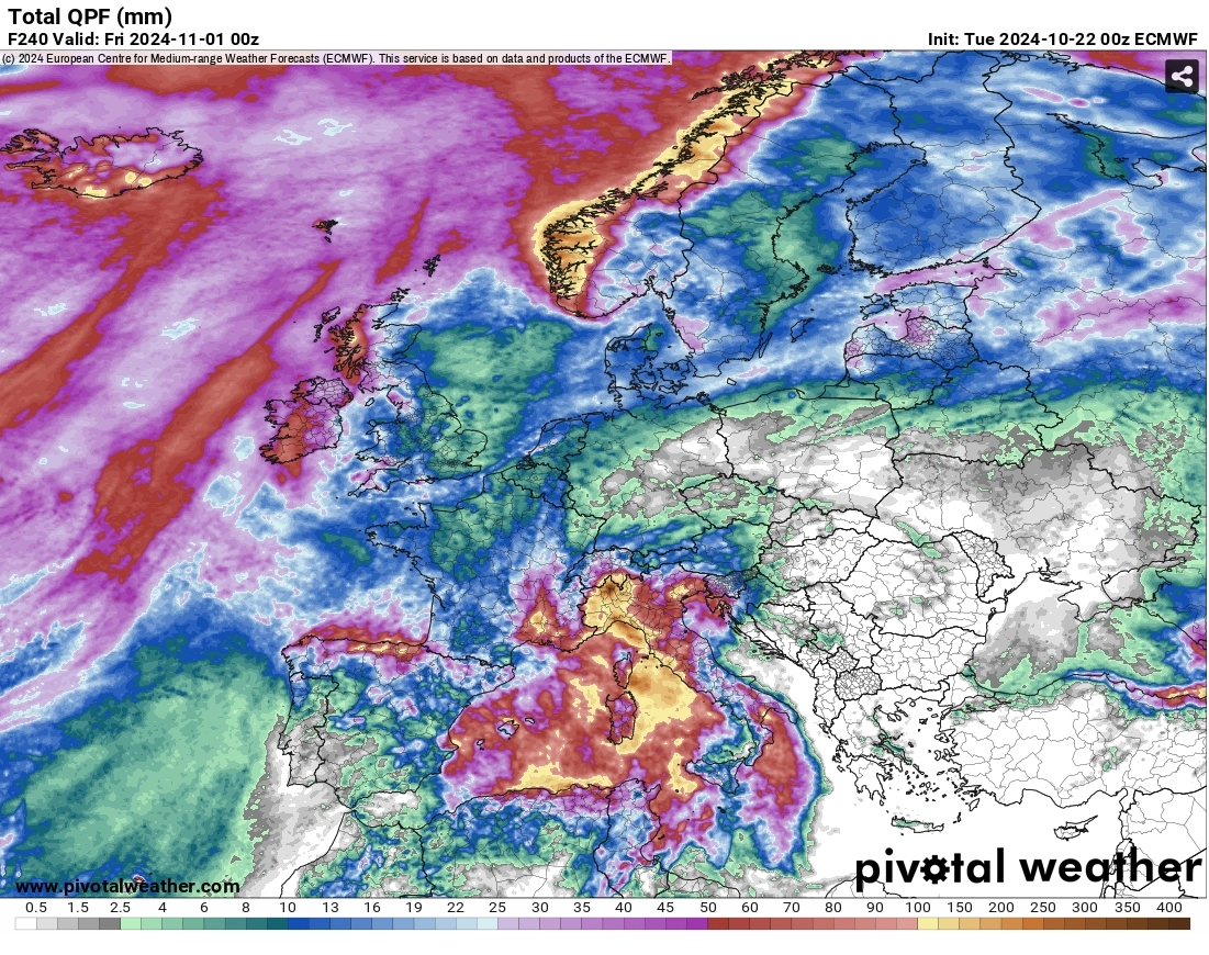 Σημαντικά ύψη βροχής θα δεχθεί μεγάλο μέρος της Ιταλίας τις επόμενες ημέρες – Ξηρασία στη χώρα μας με τα φαινόμενα να είναι μπλοκαρισμένα στη δυτική Ευρώπη
