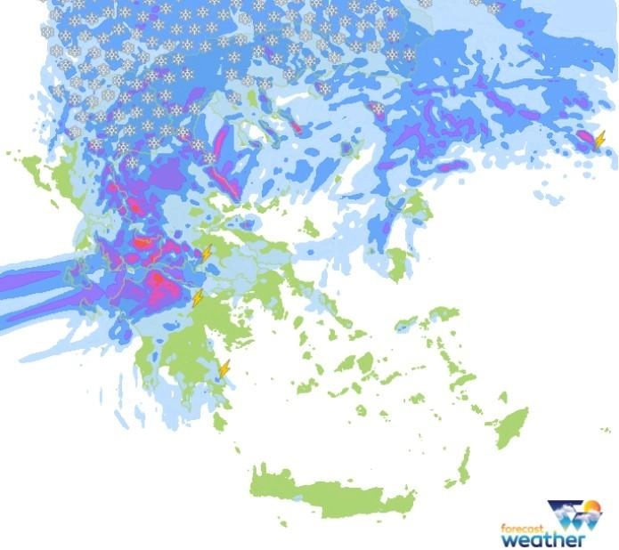 Ισχυρά φαινόμενα σε μαγάλο κομμάτι της χώρας για αύριο Κυριακή