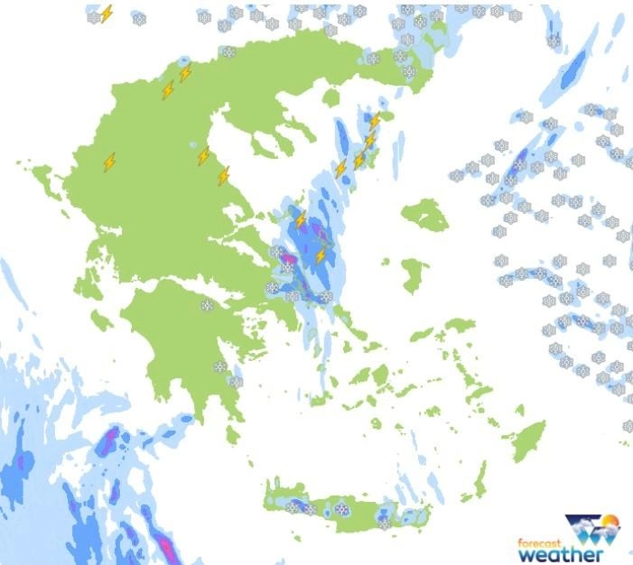 Βροχές, καταιγίδες και χιόνια σε χαμηλό υψόμετρο για αύριο Τετάρτη