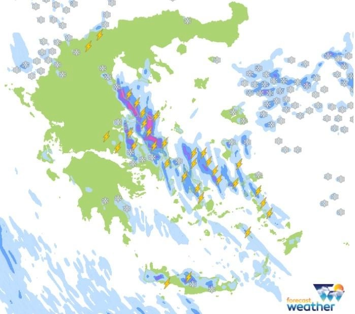 Βροχές, καταιγίδες και χιόνια σε χαμηλό υψόμετρο για αύριο Τετάρτη