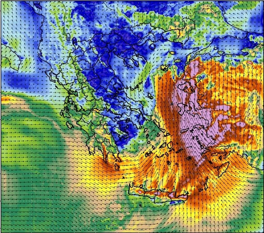 Βροχές στα δυτικά κεντρικά και βόρεια και θυελλώδεις νοτιάδες στο Αιγαίο για αύριο Τρίτη
