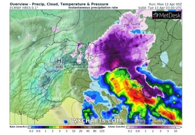 Ψυχρές αέριες μάζες θα επηρεάσουν την κεντρική και ανατολική Ευρώπη τις επόμενες ημέρες.