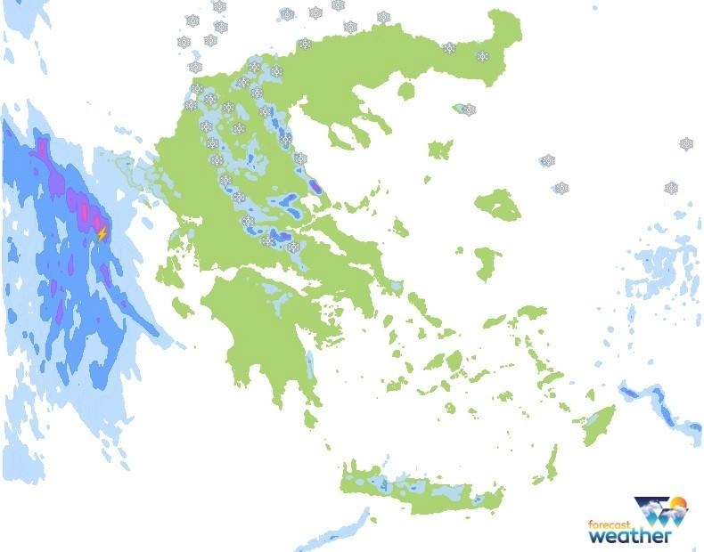 Τοπικές βροχοπτώσεις στα πεδινά και χιονοπτώσεις στα ορεινά αύριο Πέμπτη.