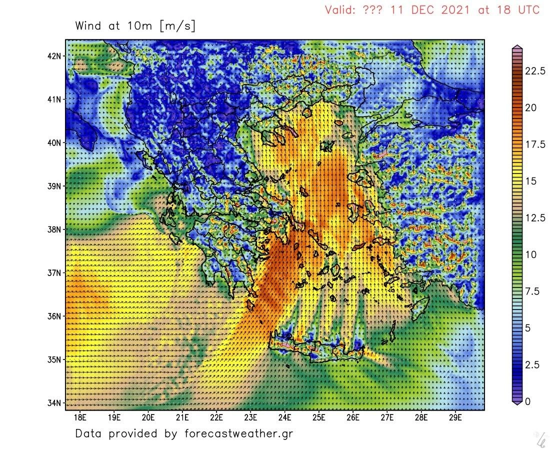 Έκτακτο δελτίο επικίνδυνων καιρικών φαινομένων για αύριο Σάββατο.