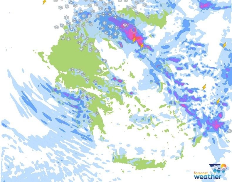 Πυκνές χιονοπτώσεις ❄️ ακόμη και σε ημιπεδινά τμήματα της βόρειας Ελλάδας αύριο Δευτέρα 13-12-21