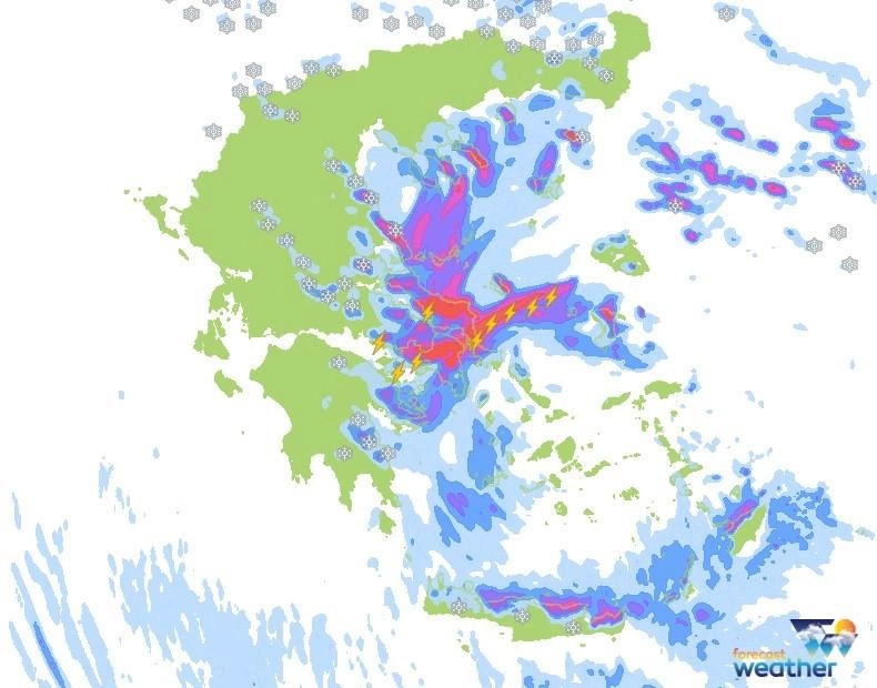  Ισχυρές 💧 βροχοπτώσεις στα Αντολικά πυκνές ❄️ χιονοπτώσεις στα ορεινά.