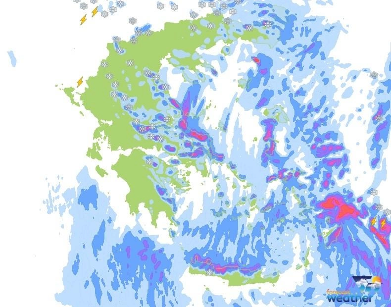 Ισχυρές καταιγίδες στα νότια της χώρας και θυελλώδεις άνεμοι στα Πελάγη αύριο Πέμπτη 30-12-21
