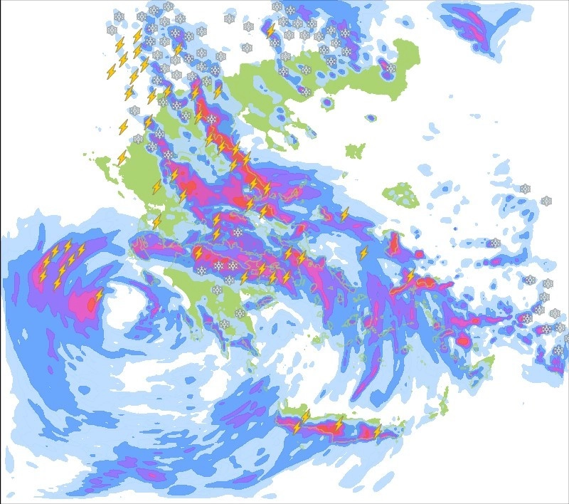 Έκτακτο δελτίο έντονων καιρικών φαινομένων για αύριο Τρίτη. 