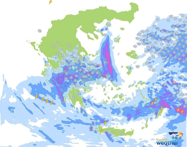 ❄️ Χιονοπτώσεις ακόμη και στα πεδινά / Αναλυτική πρόγνωση καιρού Ελλάδας για Σάββατο 22-01-22