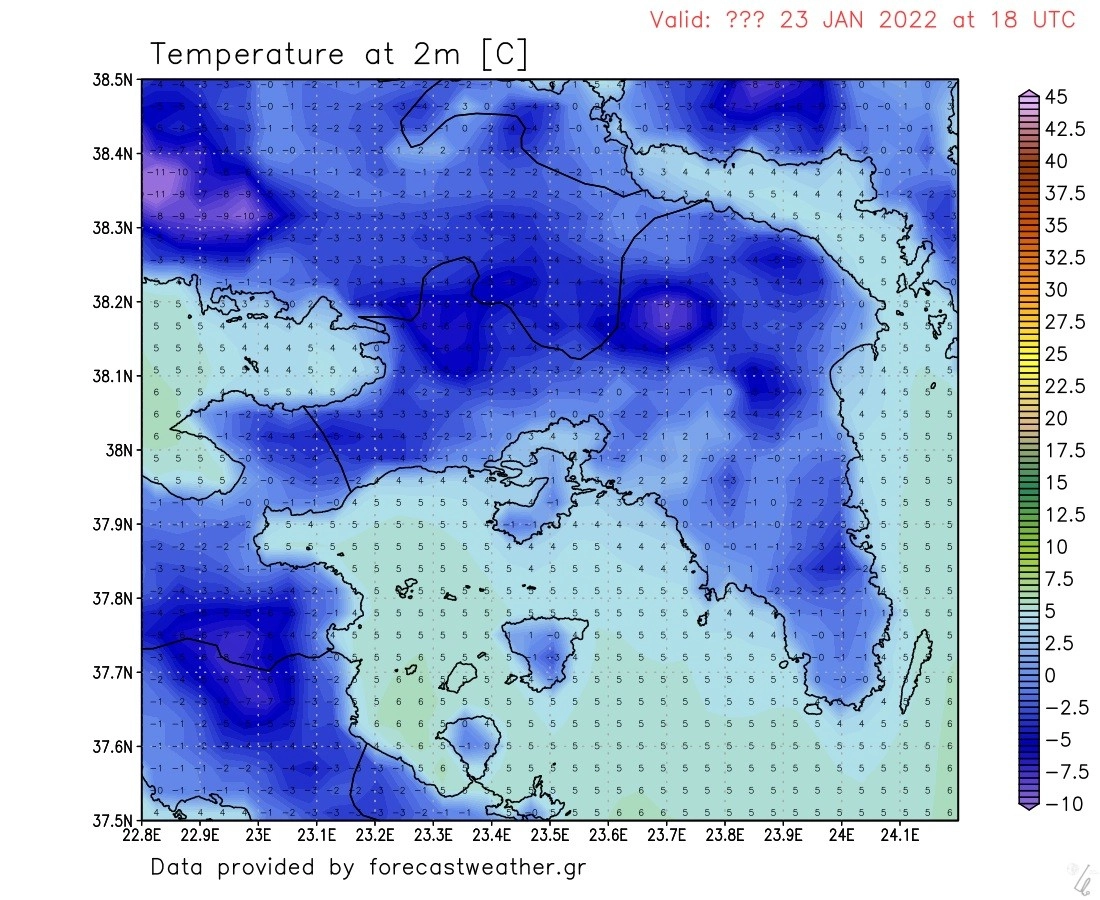 Ισχυρές χιονοπτώσεις τις επόμενες ώρες στον Ν. Αττικής. Δείτε του χάρτες.