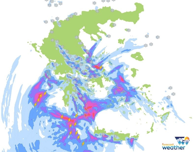 Χιονοπτώσεις ❄️ ακόμη και σε πεδινά τμήματα της κεντρικής Ελλάδας αύριο Σάββατο 29-01-22