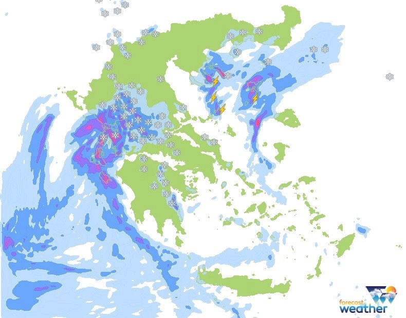 Χιονοπτώσεις ❄️ ακόμη και σε πεδινά τμήματα της κεντρικής Ελλάδας αύριο Σάββατο 29-01-22