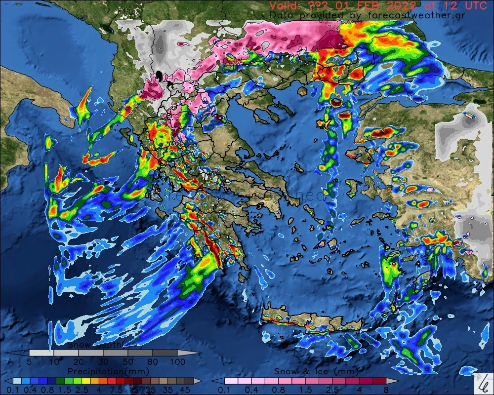 ⚡ Ισχυρή επιδείνωση του καιρού με τοπικές καταιγίδες και θυελλώδεις ανέμους αύριο Τρίτη 01-02-22 ⚠️