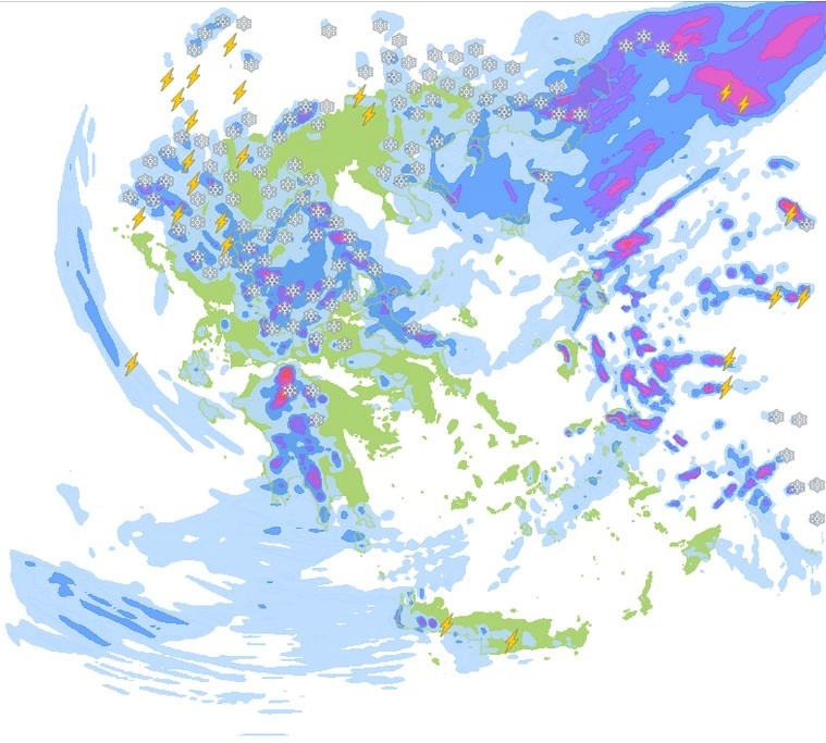 Θυελλώδεις βοριάδες και χιονοπτώσεις ❄️ ακόμη και τοπικά σε χαμηλά υψόμετρα - Τρίτη 08/02/22
