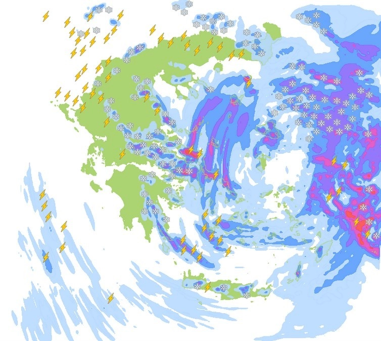 Θυελλώδεις βοριάδες και χιονοπτώσεις ❄️ ακόμη και τοπικά σε χαμηλά υψόμετρα - Τρίτη 08/02/22
