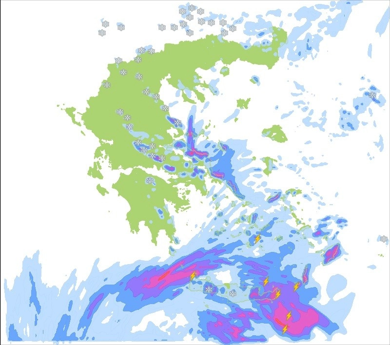 Ισχυρή κακοκαιρία στη νότια Ελλάδα την Τετάρτη 23-02-22