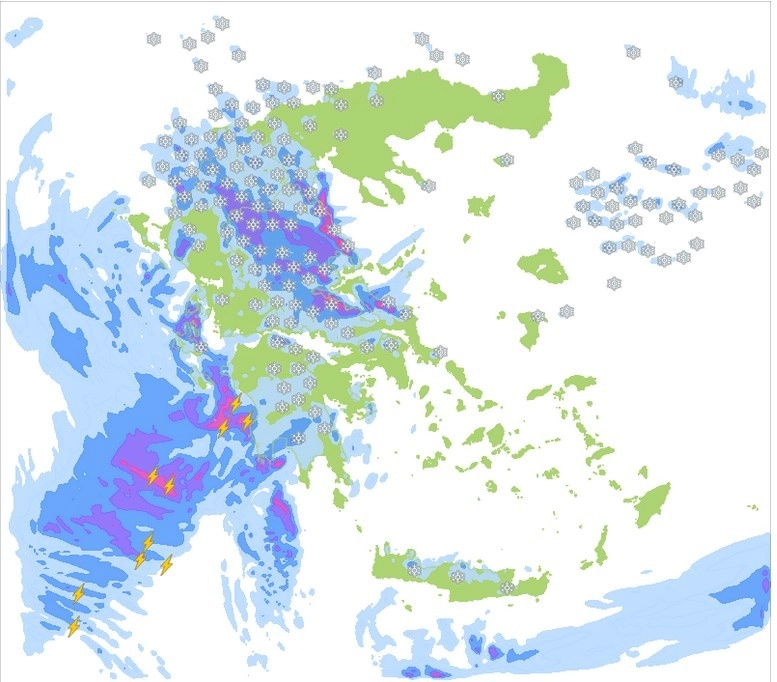 Χιόνια ακόμη και σε σχετικά χαμηλά υψόμετρα μέχρι την Τετάρτη και γενικά ισχυροί έως θυελλώδεις άνεμοι στα Πελάγη τη νέα εβδομάδα 28/02/22 έως 06/03/22